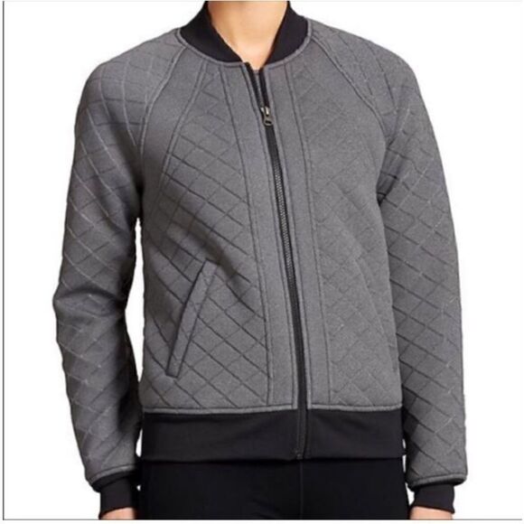 Athleta Infusion Grey Quilted Bomber Jacket - Picture 11 of 11